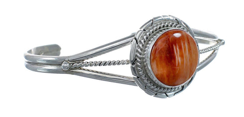 Navajo Authentic Sterling Silver Oyster Shell Cuff Bracelet AX127659